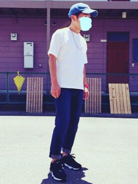 「アイテム（カーゴパンツ、イエロー系）」を使った、こうへいさん（メンズ・161cm）の夏コーディネート