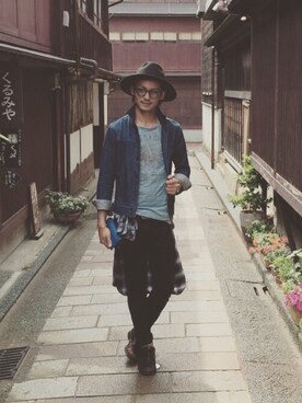 「COMME CA ISM（コムサイズム）のアイテム（デニムジャケット）」を使った、ISSEYさん（メンズ・177cm）の夏コーディネート