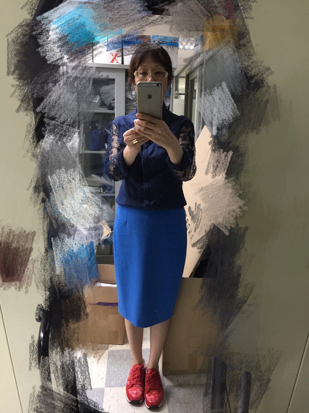 「NINE WESTのアイテム（スカート、ブルー系）」を使った、AdaChoi1226さん（レディース・162cm）の夏コーディネートの1枚目の写真