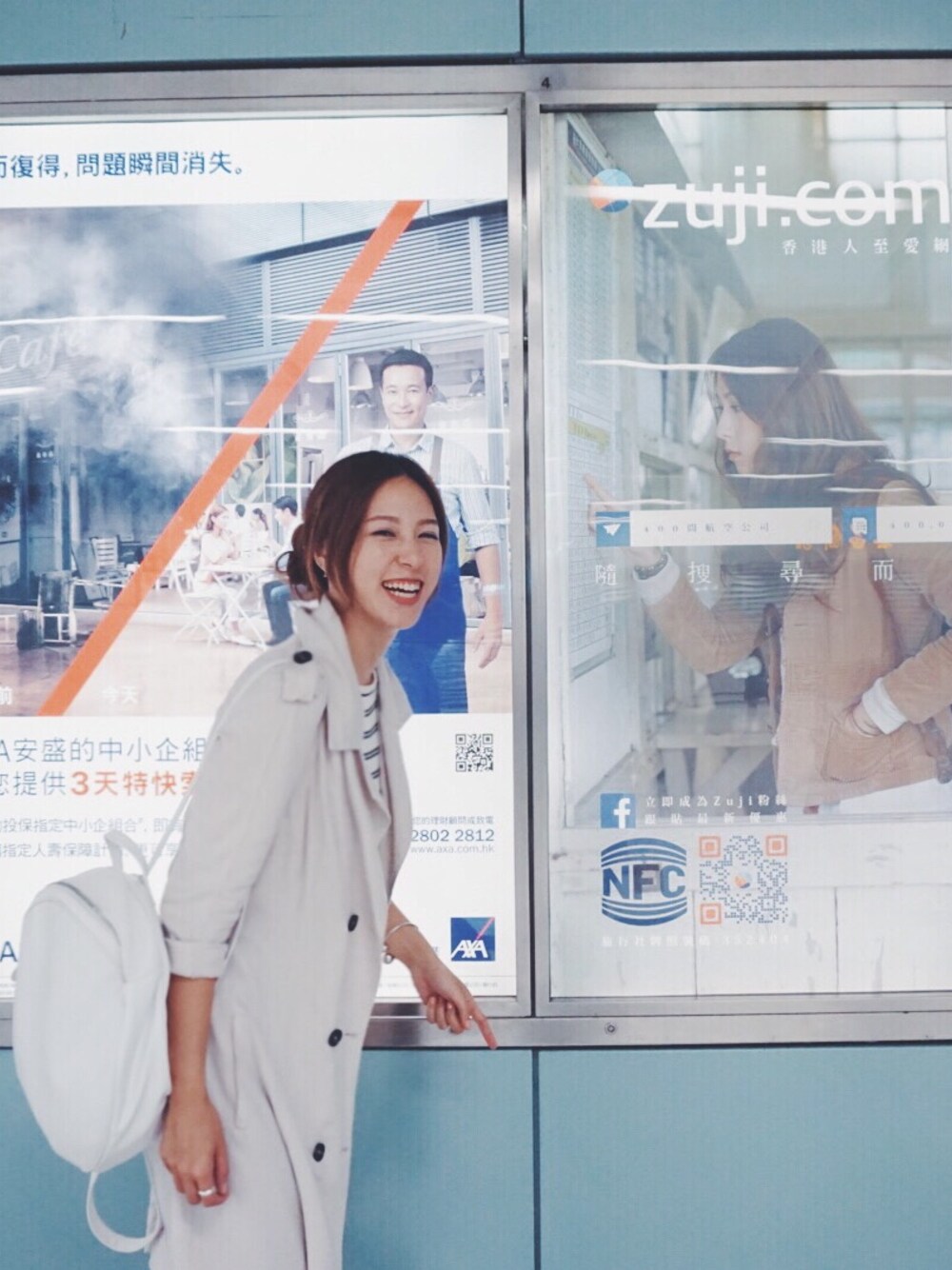 「white、autumn、causal、simple、chic」｜「cotton onのアイテム（ダウンジャケット/コート、ベージュ系）」を使った、Yuki Loveyさん（レディース・168cm）の秋コーディネートの1枚目の写真