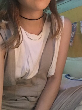 「アイテム（つなぎ/オールインワン、ベージュ系）」を使った、Yuki Loveyさん（レディース・168cm）の夏コーディネート