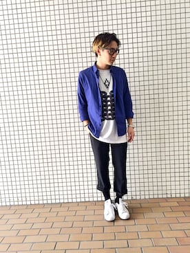 「アイテム（スラックス）」を使った、Norihitoさん（メンズ・177cm）の春コーディネート