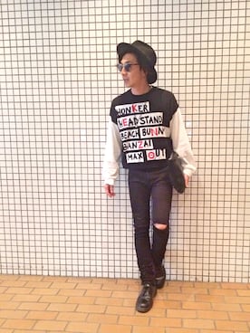 「アイテム（ニット/セーター）」を使った、Norihitoさん（メンズ・177cm）の春コーディネート