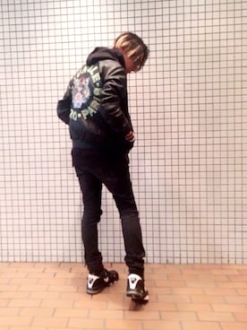 「アイテム（ライダースジャケット）」を使った、Norihitoさん（メンズ・177cm）の秋コーディネート