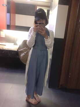 「キャップ女子」｜「アイテム（つなぎ/オールインワン）」を使った、エビイ-Abby-🦦さん（レディース・159cm）の夏コーディネート