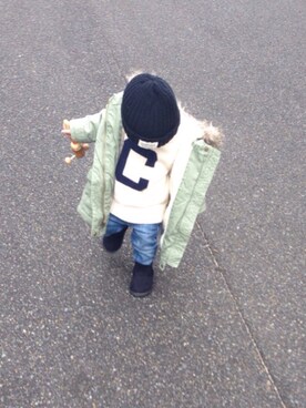 「babyGAP（babyGAP）のアイテム（モッズコート）」を使った、asahinaさん（キッズ・80cm）の冬コーディネート