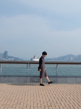 「アイテム（ドレス、グレー系）」を使った、d e e rさん（レディース・160cm）の秋コーディネート