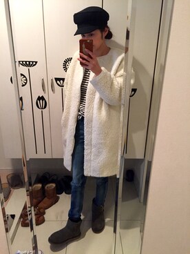「ムートンブーツ」｜「アイテム（財布/小物）」を使った、yunkeruさん（レディース・159cm）の冬コーディネート