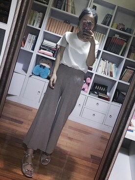 「no brand（ノーブランド）のアイテム（その他パンツ、その他）」を使った、阿miu白白さん（レディース・160cm）の夏コーディネート