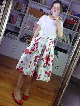 「DOLCE&GABBANA（ドルチェアンドガッバーナ）のアイテム（スカート、レッド系）」を使った、阿miu白白さん（レディース・160cm）の夏コーディネート