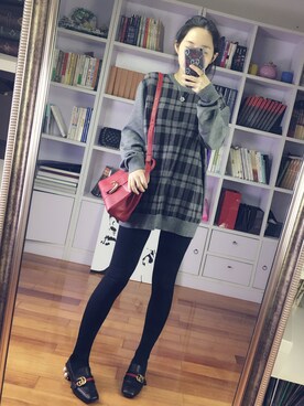 「boyfriend'sのアイテム（ニット/セーター、グレー系）」を使った、阿miu白白さん（レディース・160cm）の秋コーディネート