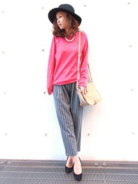 「ピンクニット」｜takanoさん（レディース・154cm）の冬コーディネート