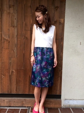 「アイテム（ドレス、グレー系）」を使った、takanoさん（レディース・154cm）の夏コーディネート