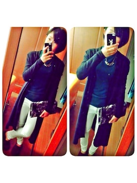 「アイテム（クラッチバッグ、グレー系）」を使った、zさん（レディース・161cm）の冬コーディネート