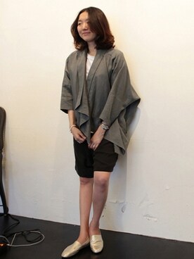 「ドルマンスリーブ」｜「アイテム（その他アウター）」を使った、nana7さん（レディース・161cm）の夏コーディネート