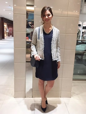 「Noble（ノーブル）のアイテム（ノーカラージャケット）」を使った、anriさん（レディース・171cm）の冬コーディネート