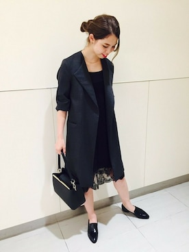 「Noble（ノーブル）のアイテム（ノーカラージャケット）」を使った、anriさん（レディース・171cm）の夏コーディネート