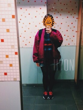 「used mix」｜「アイテム（ナイロンジャケット）」を使った、HYONさん（レディース・165cm）の春コーディネート