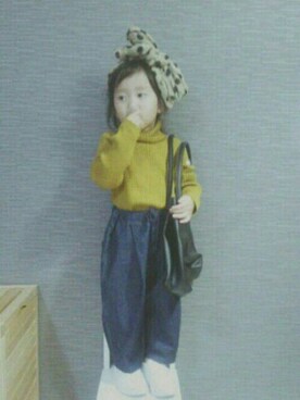 「e.m.（イーエム）のアイテム（バッグ）」を使った、なた。さん（キッズ・90cm）の秋コーディネート