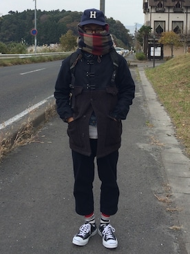 「Nigel Cabourn（ナイジェルケーボン）のアイテム（その他アウター）」を使った、horinhoさん（メンズ・168cm）の秋コーディネート