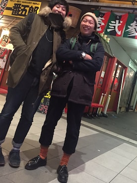 「Nigel Cabourn（ナイジェルケーボン）のアイテム（その他アウター）」を使った、horinhoさん（メンズ・168cm）の冬コーディネート