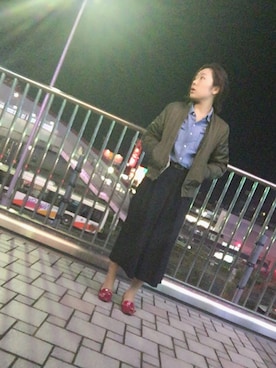 「赤い靴」｜「アイテム（ブルゾン）」を使った、miichanさん（レディース・157cm）の春コーディネート