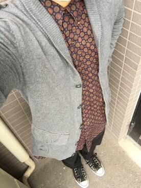 「H&M（エイチ・アンド・エム）のアイテム（カーディガン/ボレロ）」を使った、ふみ。さん（メンズ・170cm）の冬コーディネート