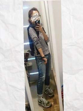 「無印良品（ムジルシリョウヒン）のアイテム（トップス、ブラック系）」を使った、ぽっちさん（レディース・143cm）の夏コーディネート