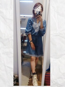 「VIS（ビス）のアイテム（ワンピース/ドレス、ブルー系）」を使った、ぽっちさん（レディース・143cm）の夏コーディネート