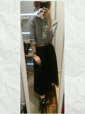 「GU（ジーユー）の（GU）イージードレープガウチョパンツ（パンツ、ブラック系）」を使った、ぽっちさん（レディース・143cm）の夏コーディネート