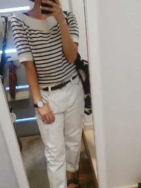 「Honeys（ハニーズ）のアイテム（パンツ、ホワイト系）」を使った、ぽっちさん（レディース・143cm）の夏コーディネート