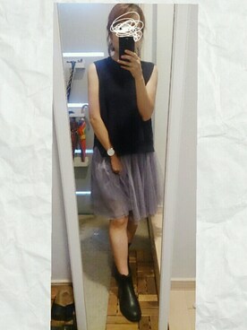 「JEANASIS（ジーナシス）の5Gコットンアゼベスト/562443 （ベスト、ブルー系）」を使った、ぽっちさん（レディース・143cm）の夏コーディネート