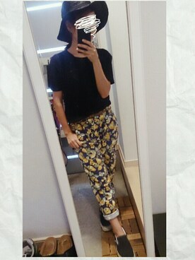 「ZARA（ザラ）のアイテム（トップス、ブラック系）」を使った、ぽっちさん（レディース・143cm）の夏コーディネート