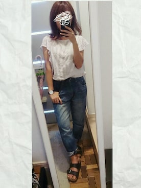 「Chico（チコ）のフリルチュニック（シャツ/ブラウス、その他）」を使った、ぽっちさん（レディース・143cm）の秋コーディネート