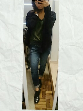 「KBF（ケイビーエフ）のアイテム（トップス、ブラック系）」を使った、ぽっちさん（レディース・143cm）の秋コーディネート