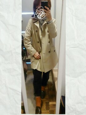 「ZARA KIDSのアイテム（ジャケット/アウター、ベージュ系）」を使った、ぽっちさん（レディース・143cm）の秋コーディネート