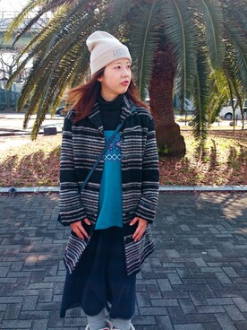 「ニットキャミソール」｜「アイテム（チェスターコート）」を使った、tomo(お休み中) さん（レディース・165cm）の冬コーディネート