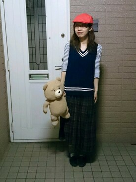 「ハンチング」｜「アイテム（雑貨/ホビー）」を使った、tomo(お休み中) さん（レディース・165cm）の夏コーディネート