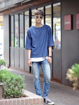 「CONVERSE（コンバース）のアイテム（その他）」を使った、STREETPERさん（メンズ・187cm）の夏コーディネート
