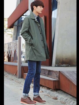 「ボタンダウンシャツ」｜「アイテム（ブルゾン）」を使った、sさん（メンズ・178cm）の春コーディネート