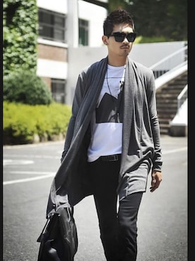 「アイテム（カーディガン/ボレロ、その他）」を使った、sさん（メンズ・178cm）の秋コーディネート