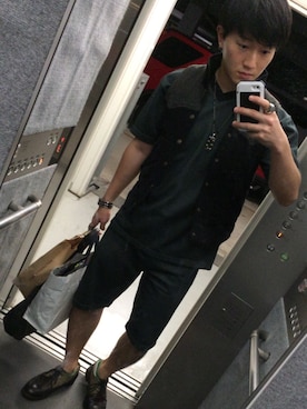 「ドレスシューズ」｜「アイテム（ダウンベスト）」を使った、sさん（メンズ・178cm）の秋コーディネート