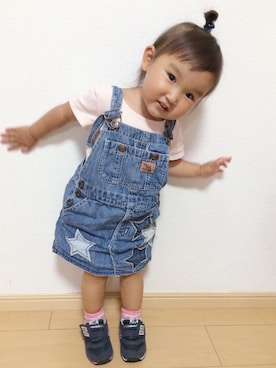 「WASK（ワスク）のアイテム（オールインワン・サロペット）」を使った、AI_RinoKeitaさん（キッズ・90cm）の夏コーディネート