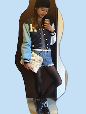 「STYLENANDA（スタイルナンダ）のアイテム（ブルゾン）」を使った、美優さん（レディース・168cm）の春コーディネート