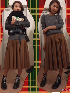 「すっぴん」｜「アイテム（ライダースジャケット）」を使った、美優さん（レディース・165cm）の冬コーディネート
