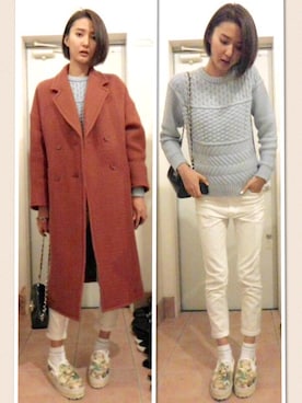 「ブルーニット」｜「アイテム（その他シューズ）」を使った、美優さん（レディース・165cm）の冬コーディネート