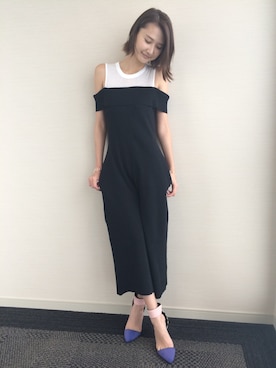 「LAGUNAMOON（ラグナムーン）のアイテム（つなぎ/オールインワン）」を使った、美優さん（レディース・165cm）の秋コーディネート