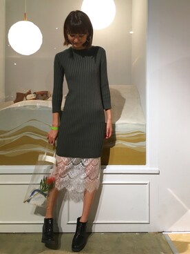 「Marblee（マー ブリー）のアイテム」を使った、美優さん（レディース・165cm）の秋コーディネート