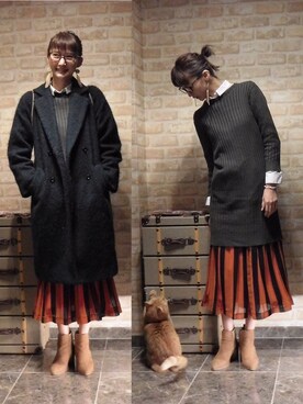 「Marblee（マー ブリー）のアイテム」を使った、美優さん（レディース・165cm）の冬コーディネート