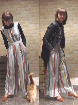 「LAGUNAMOON（ラグナムーン）のアイテム（オールインワン・サロペット）」を使った、美優さん（レディース・165cm）の春コーディネート